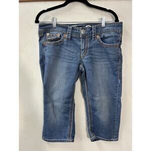 Seven7 Women's Mid Rise Medium Wash Stretch‎ Denim Capri Jeans Size 10 33"